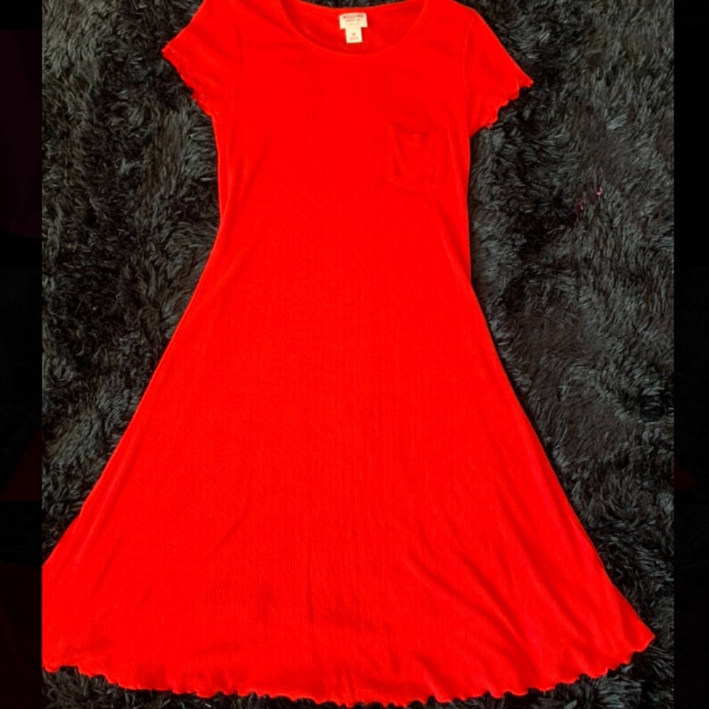Lettuce edge Red T-Shirt Dress